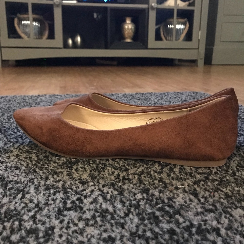 Brown suede flats